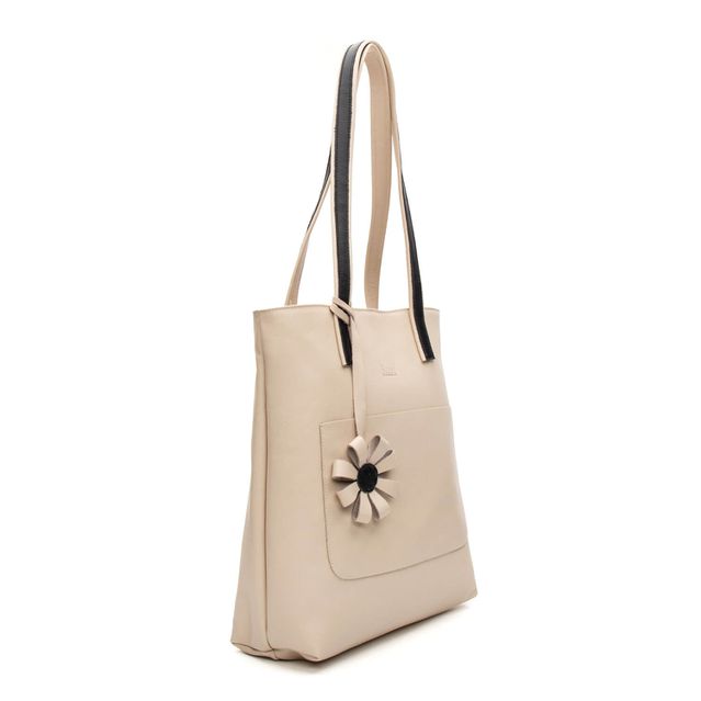 Bolsa de Couro - ENVELOPE - Off White e Preto