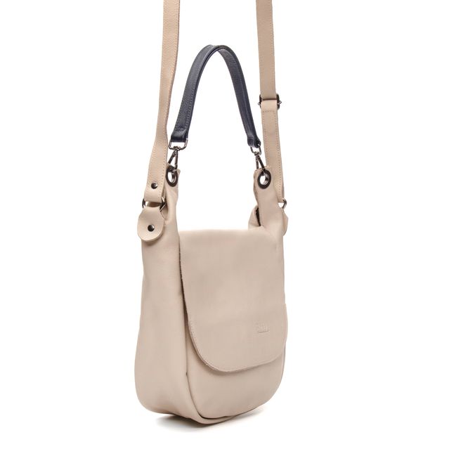 Bolsa de Couro FLORAR - Off White e Azul