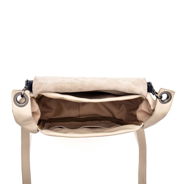 Bolsa de Couro FLORAR - Off White e Azul