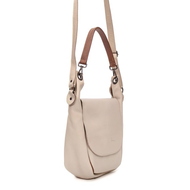 Bolsa de Couro FLORAR - Off White e Chocolate