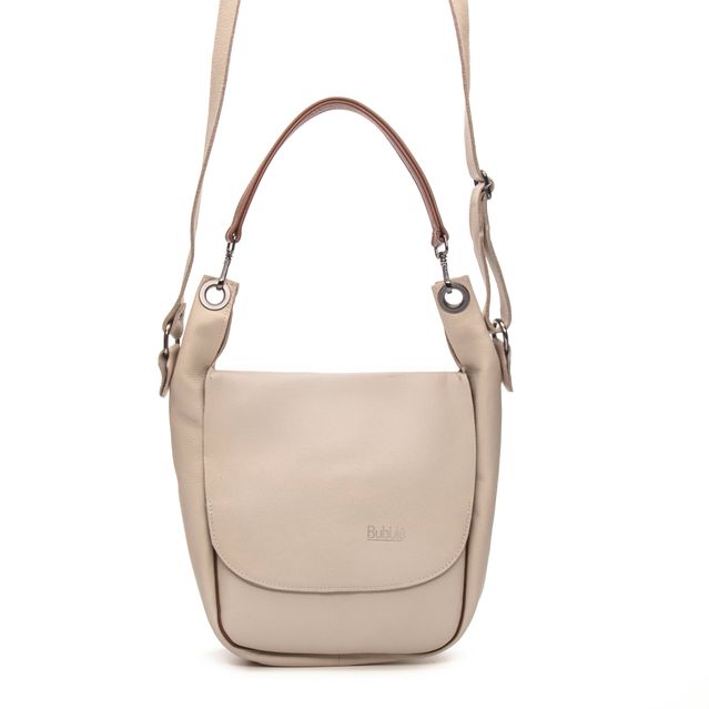 Bolsa de Couro FLORAR - Off White e Chocolate