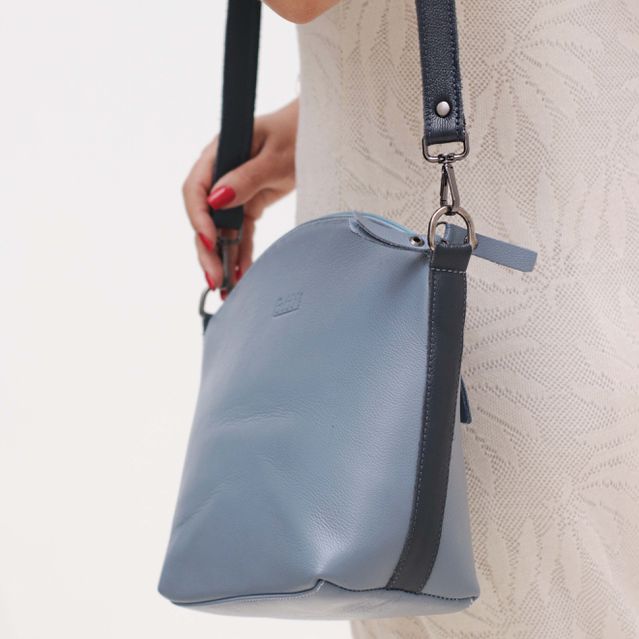 Bolsa de Couro - PAIXÃO - Azul Hortência e Azul Marinho
