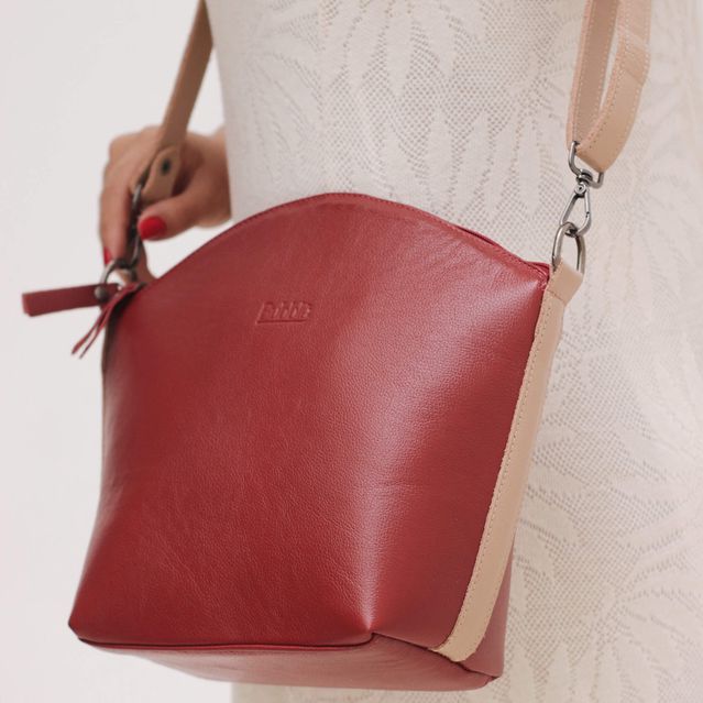 Bolsa de Couro - PAIXÃO - Vermelha e Nude