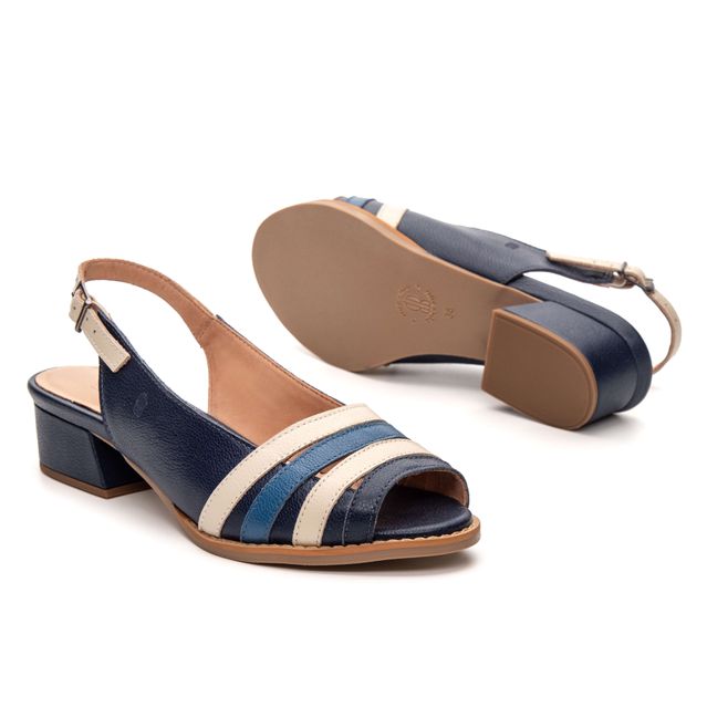 Sandália Peep Toe Serenidade Azul Anil, Off White e Azul Royal 965.57