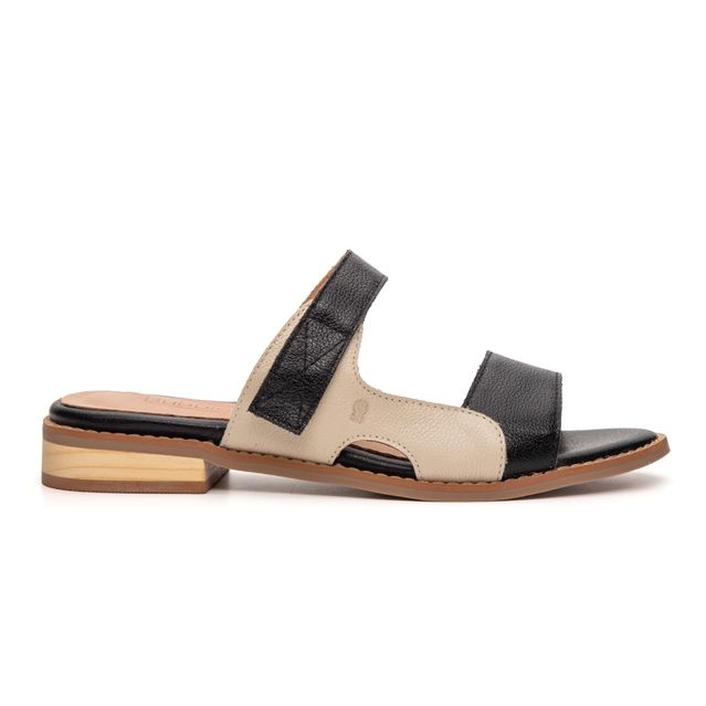 Sandália Rasteira RESPIRO Preto e Off White 842.144