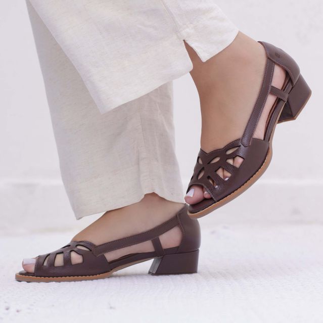 Sapato Peep Toe Estrelar Madeira 965.56