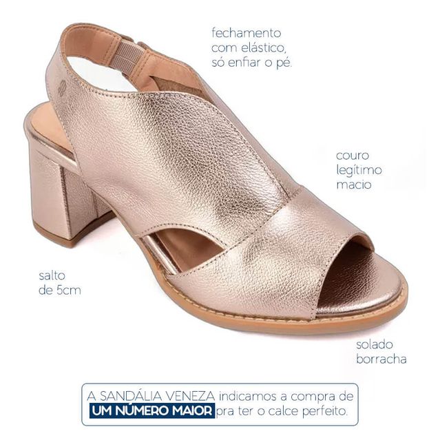 Sandália Peep Toe Champagne - VENEZA