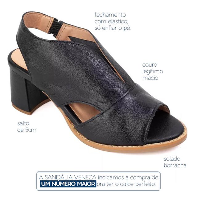 Sandália Peep Toe Preta - VENEZA