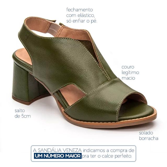 Sandália Peep Toe Verde Cacto - VENEZA
