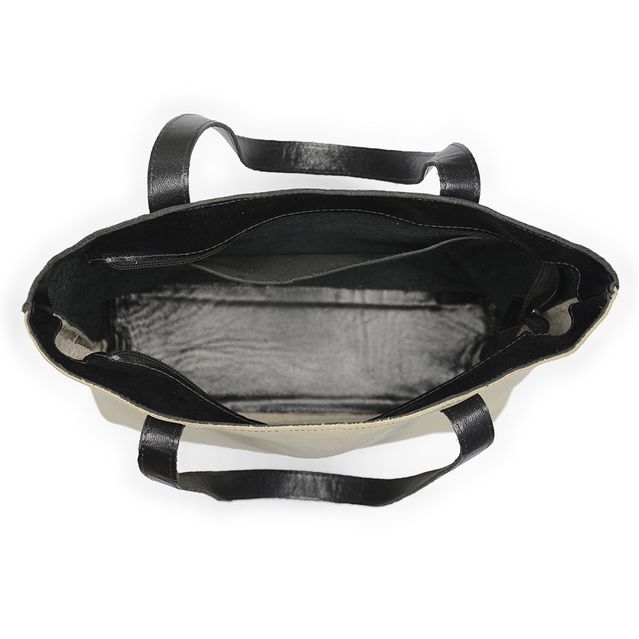 Bolsa de Couro - ENVELOPE - Off e Preto