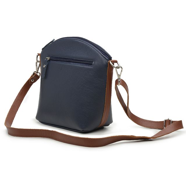 Bolsa de Couro - PAIXÃO - Azul Marinho e Ferrugem 