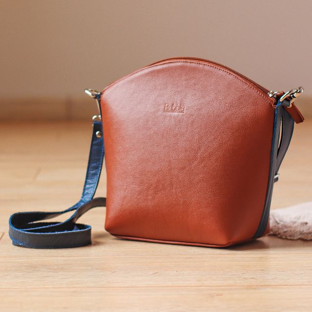 Bolsa de Couro - PAIXÃO - Ferrugem e Azul Marinho 