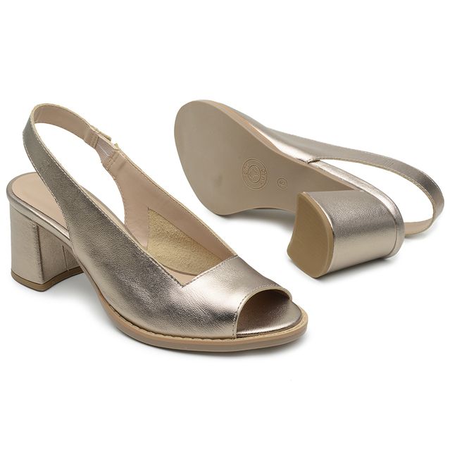 Sandália Peep Toe - ELEGÂNCIA - Champagne - 177.31
