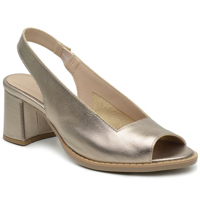 Sandália Peep Toe - ELEGÂNCIA - Champagne - 177.31