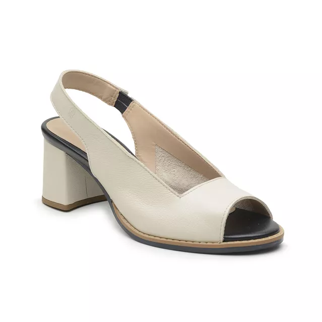 Sandália Peep Toe - ELEGÂNCIA - Off White e Preto - 177.31 