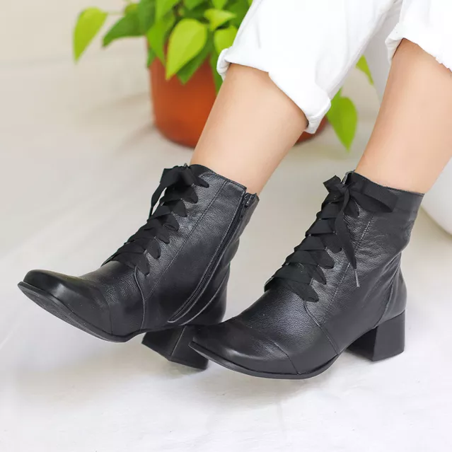 Bota Feminina Couro Bico Quadrado Preta - Miami - 383-04