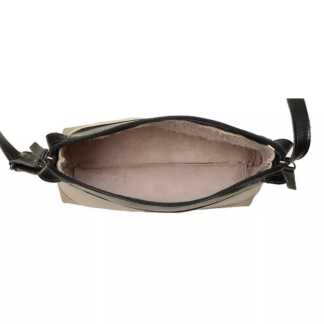 Bolsa de Couro - HORIZONTE - Preto, Off White e Champagne