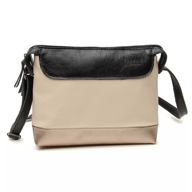 Bolsa de Couro - HORIZONTE - Preto, Off White e Champagne