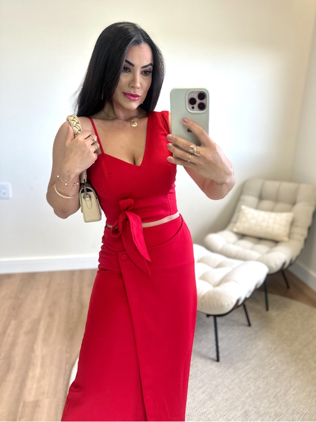 Cropped Alfaiataria Iris Vermelho