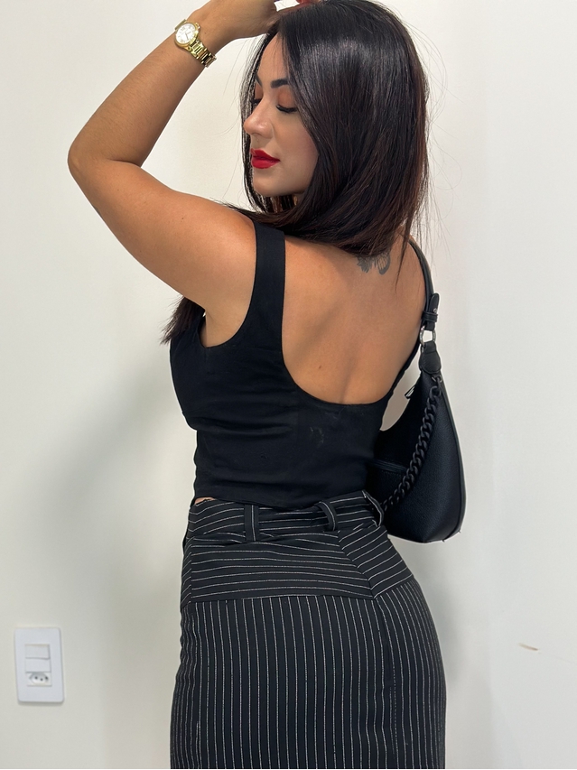 Cropped Corselet Botões Preto