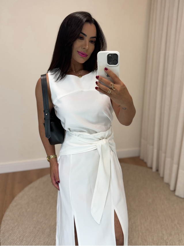 Conjunto Midi Saia Tulum Branco