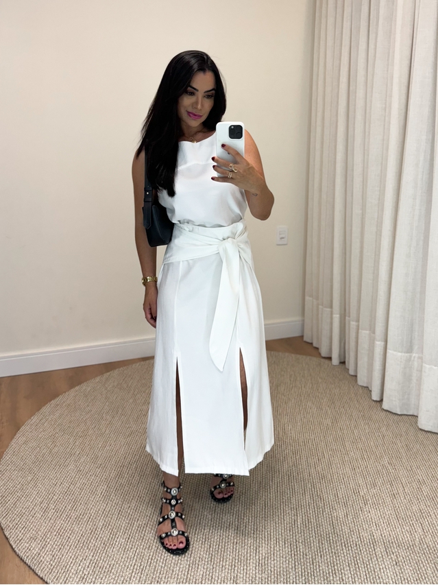 Conjunto Midi Saia Tulum Branco