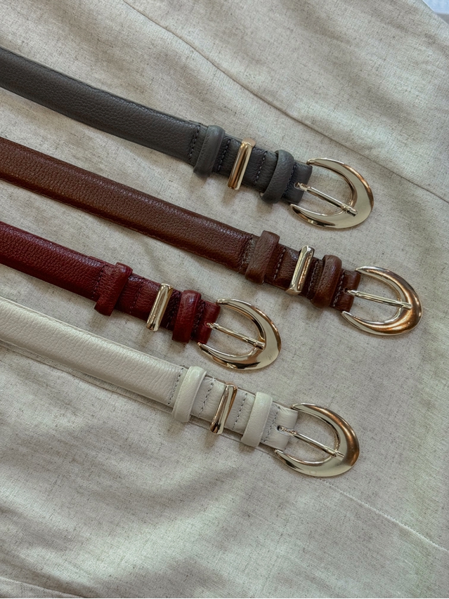 Cinto Couro Basic Cherry