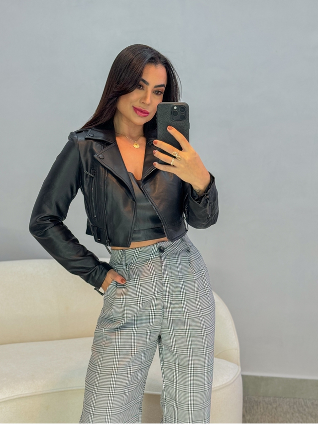 Jaqueta Couro Fake Ivy Preta 