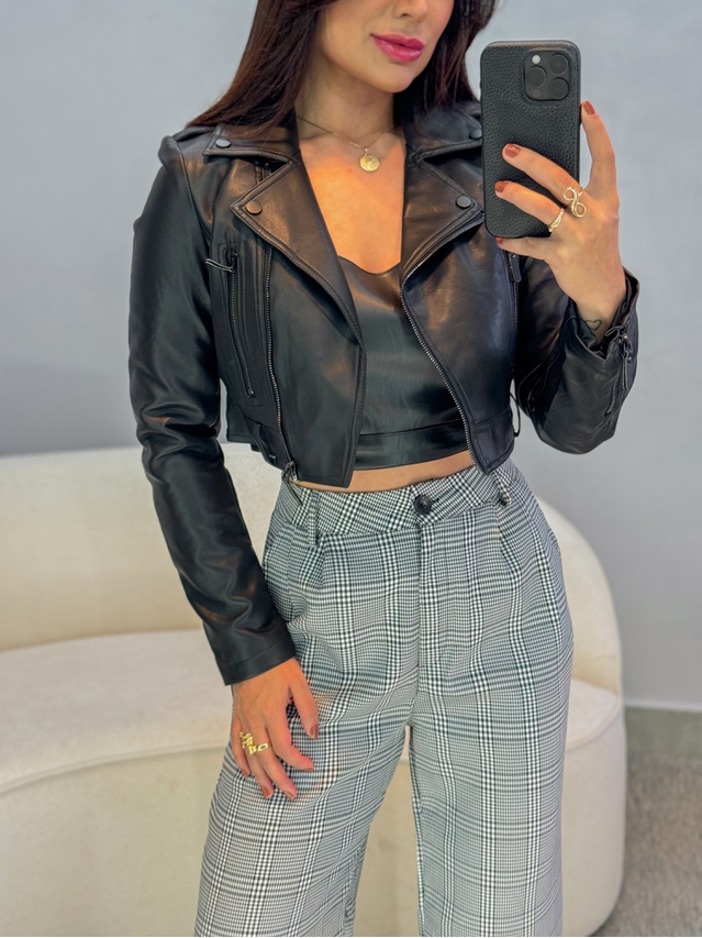 Jaqueta Couro Fake Ivy Preta 