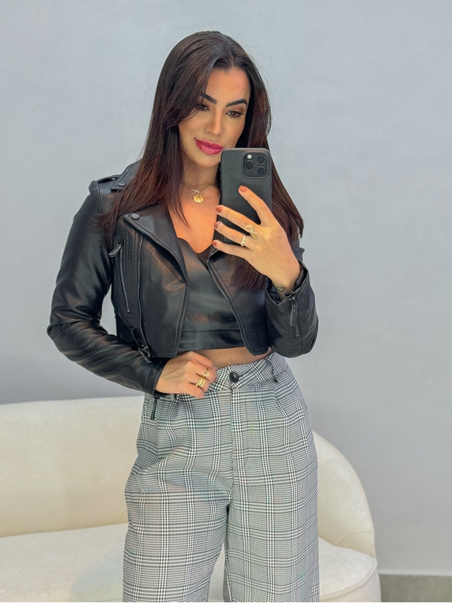 Jaqueta Couro Fake Ivy Preta 