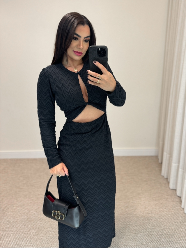 Vestido Manga Longa Amélia Preto