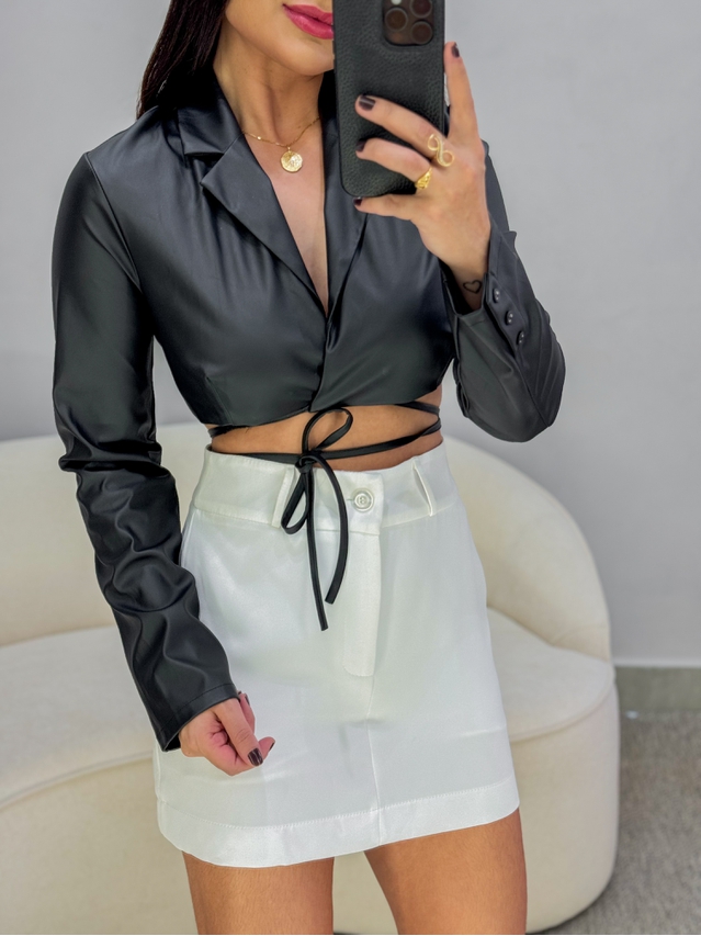 Cropped Couro Fake Yasmim