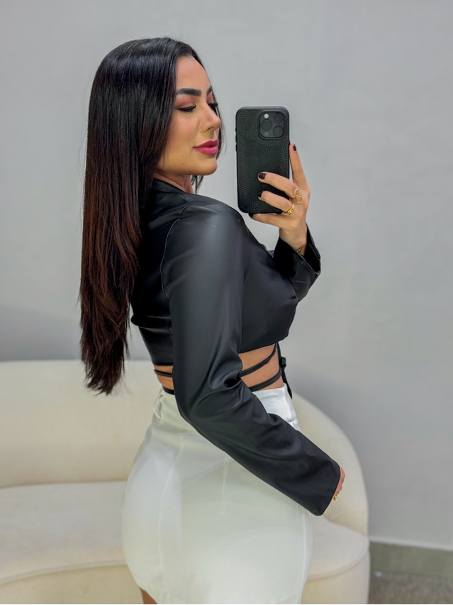 Cropped Couro Fake Yasmim