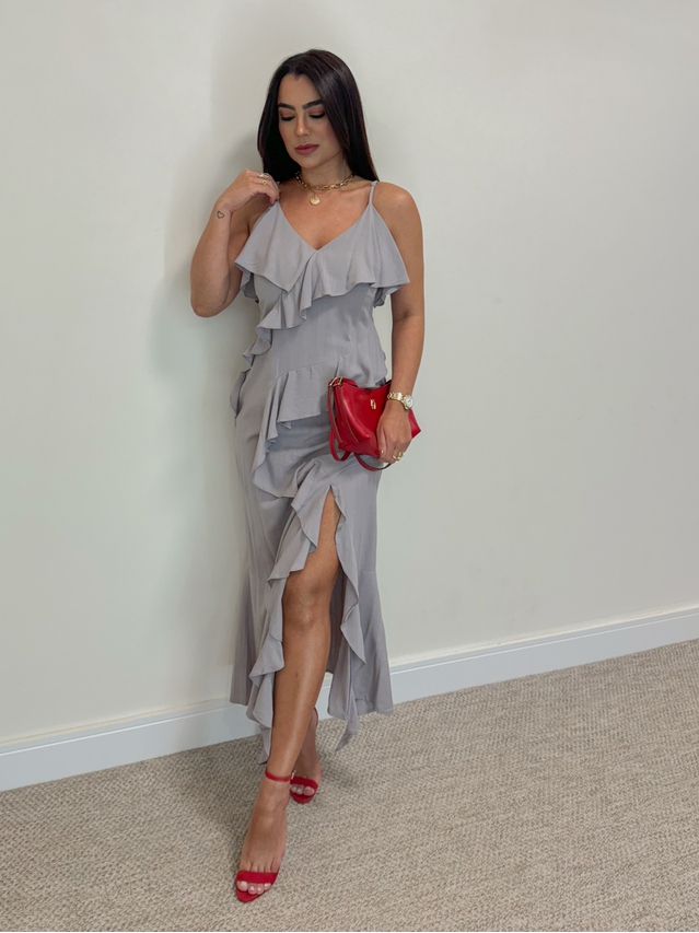 Vestido Midi Alcinha Cinza