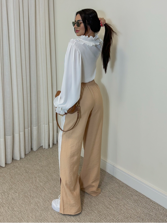 Blusa Babado Chiffon Branca