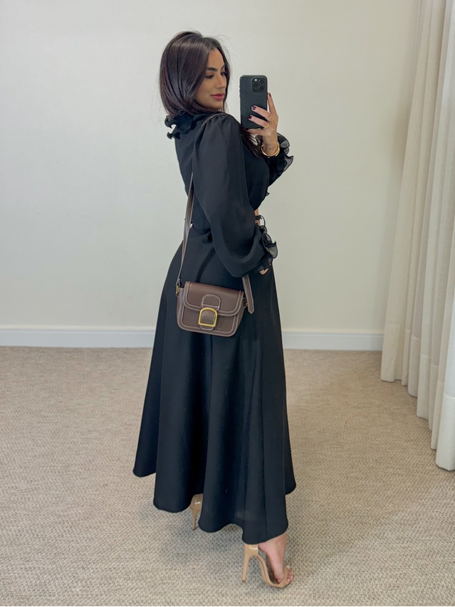 Blusa Babado Chiffon Preto