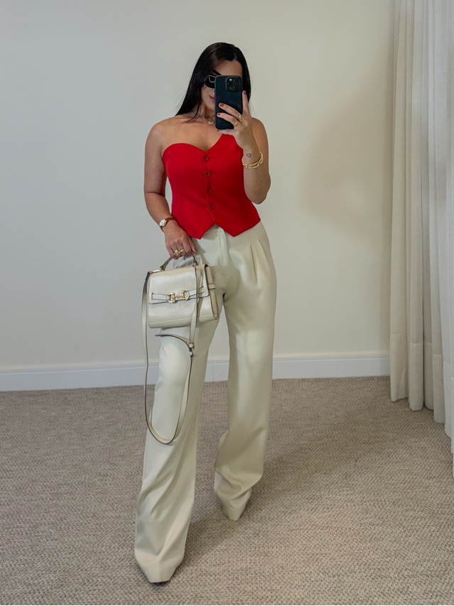 Calça Reta Alfaiataria Areia