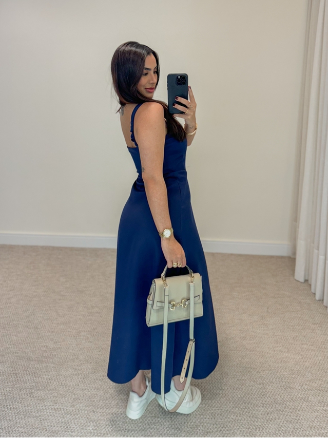 Vestido Midi Ziper Marinho 