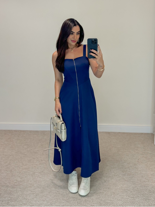 Vestido Midi Ziper Marinho 