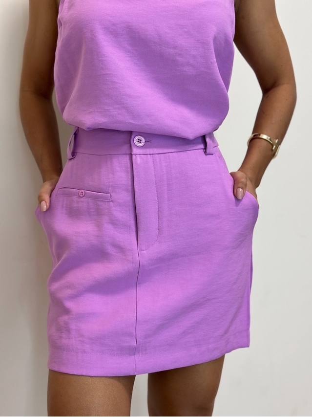 Saia Viscolinho Bruna Lavanda