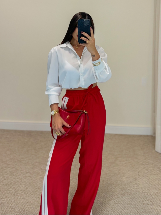 Calça Pantalona Listra Líbano Vermelha