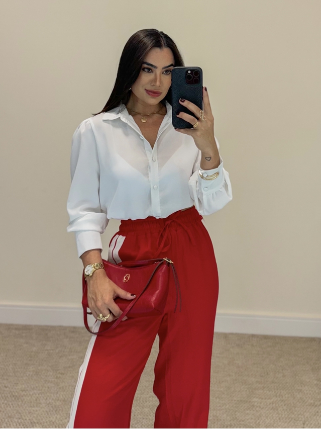 Calça Pantalona Listra Líbano Vermelha