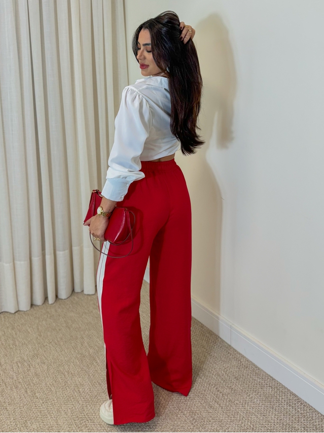 Calça Pantalona Listra Líbano Vermelha