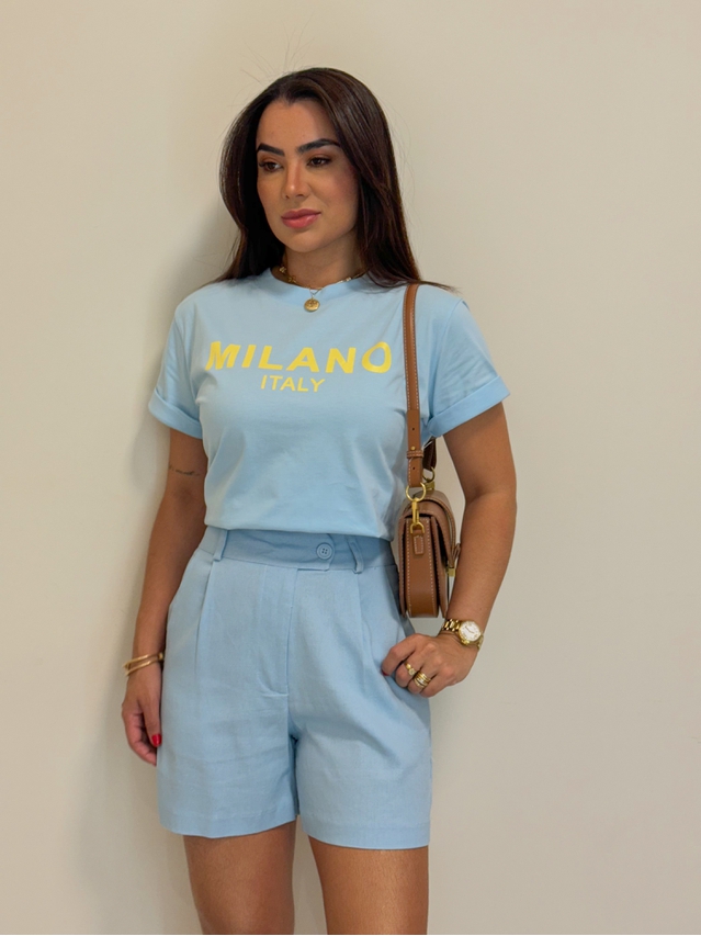 Short Linho Jéssica Azul 