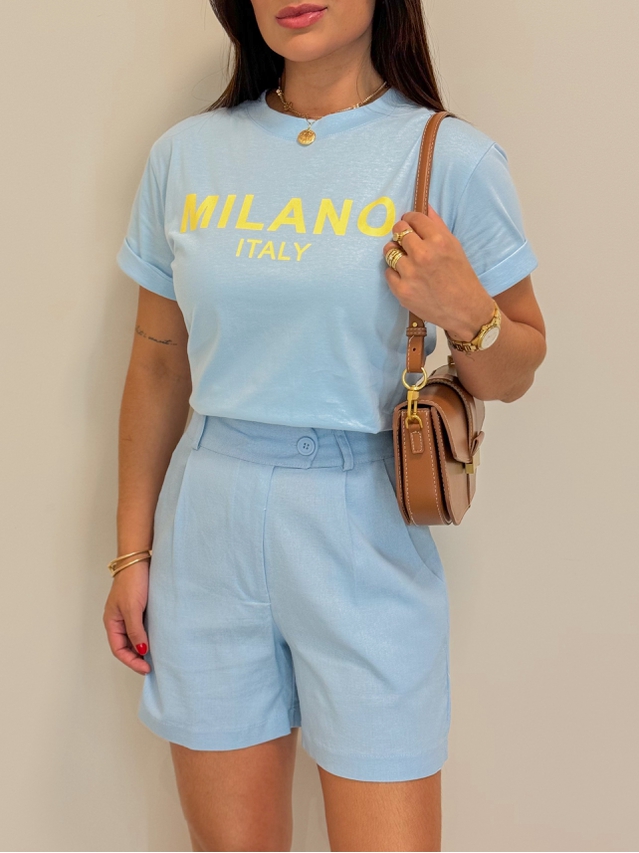 Short Linho Jéssica Azul 