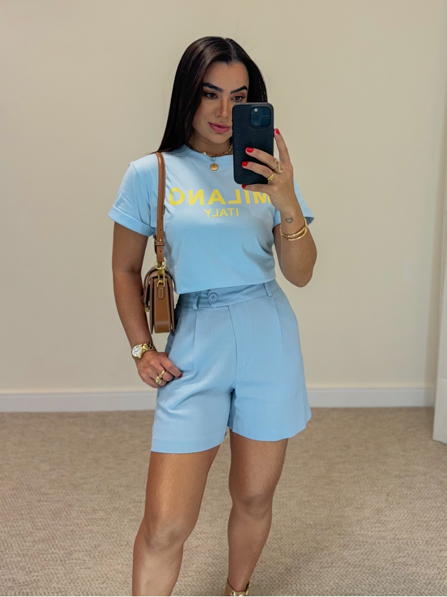 Short Linho Jéssica Azul 