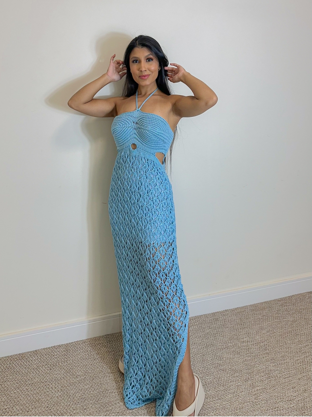 Vestido Tricot Sereia Azul