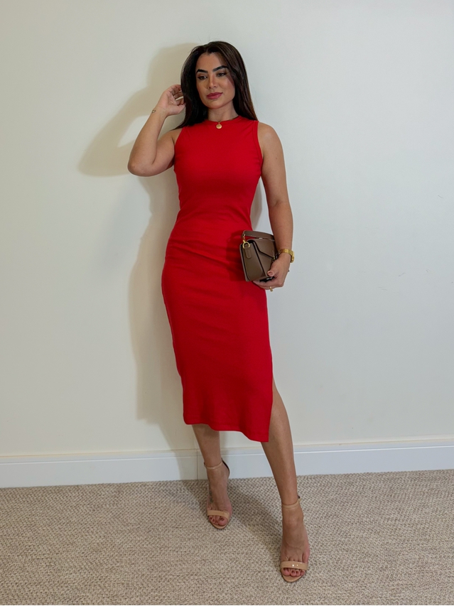 Vestido Canelado Kiara Vermelho