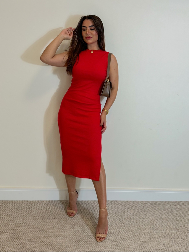 Vestido Canelado Kiara Vermelho