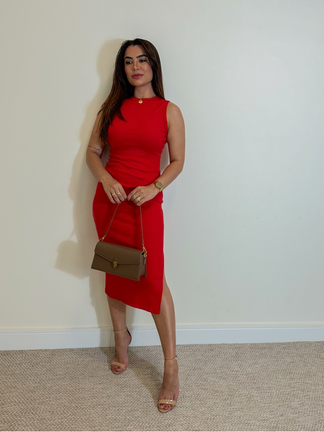 Vestido Canelado Kiara Vermelho